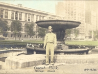 Charles Okimoto in Grant Park, Chicago, Illinois, September 9, 1942. [Courtesy of Dean Okimoto]