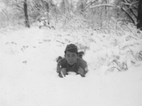 Nakamine playing in snow. [Courtesy of Bert Hamakado]