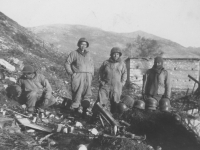 Soldiers take some down time on a Cassino hillside, Italy, 1944. [Courtesy of Mary Hamasaki]