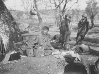 Soldiers rest in Cassino, Italy, 1944. [Courtesy of Mary Hamasaki]