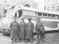 Four soldiers take leave in LaCrosse, Wisconsin, 1942. [Courtesy of Mary Hamasaki]