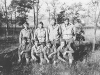 Squad #3 soldiers from the 100th Battalion in Wisconsin.  [Courtesy of Mary Hamasaki]