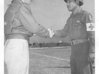 Henry Nakasone is greeted by Mark Clark. Courtesy of Henry Nakasone]