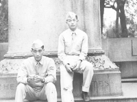 Lincon Statue- at Lincoln Park. (L) Tom Ibaraki. [Courtesy of Dorothy Ibaraki]