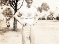 (July 01, 1942) Eugene Kawakami at Camp McCoy, Wisconsin.  [Courtesy of Joanne Kai]