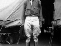 Takashi Kitaoka standing in front of Tent City at Schofield Barracks. [Courtesy of Takashi Kitaoka]