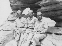 Taken August 9, 1942 taken Devil's Anvil, second stop on boat trip.  Wisconsin Dells, Wis.  [Courtesy of Jan Nadamoto]