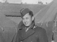 "Wopsy"  Taken Sept. 24,  1942 at Old Camp McCoy, Wis.  Stanley Imamura of our platoon.  (Chef from Waialae).  [Courtesy of Jan Nadamoto]