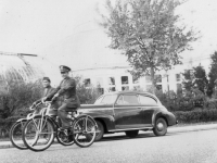 Oct. 4, 1942 Como Park, St. Paul, Minn. Bicycling thru park.  [Courtesy of Jan Nadamoto]