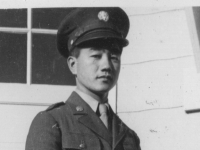 Taken Oct. 9, 1942 on the rear steps of barracks at new Camp McCoy, Wi.  [Courtesy of Jan Nadamoto]