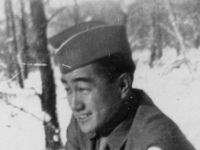 Another snow scene taken November 29, 1942 at Camp McCoy, Wis.  [Courtesy of Jan Nadamoto]