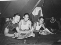 Night time in tent.  [Courtesy of Rocky Nakahara]