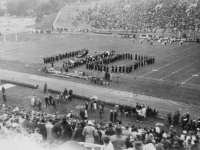 The N.D. is for Notre Dame. Was made by the band of U.of W.  I was sitting on the side of Notre Dame.  [Courtesy of Rocky Nakahara]