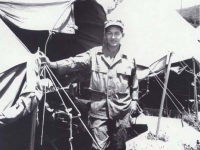 Stanley Hamamura At Race track replacement Depot Early Summer 1945 [Courtesy of Fumie Hamamura]