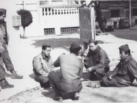 Soldiers taking a break at Headquarters in Italy. [Courtesy of Fumie Hamamura]