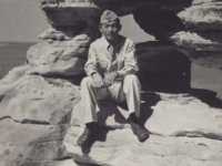 Stanley Hamamura with at Demon’s Anvil, Wisconsin Dells, Wisconsin 1942. [Courtesy of Fumie Hamamura]