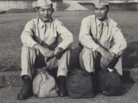 Hidenobu Hiyane and Stanley Hamamura in Des Moines, Iowa on furlough in July 1942. [Courtesy of Fumie Hamamura]