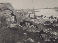 Stanley Hamamura in a trench at the Italian front, January 11, 1944. [Courtesy of Fumie Hamamura]