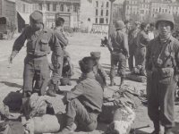 Waiting for a troopship in Piombino, Italy 1944. [Courtesy of Fumie Hamamura]