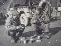 Breakfast with Herbert Tanaka - France ‘44. [Courtesy of Fumie Hamamura]