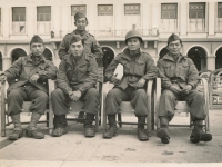 Nice, France: Standing - I. Kajiwara. Sitting - H. Yamamoto, 'Pee Wee' Iwamoto, me, Stanley Hamamura. (Courtesy of Joyce Walters)