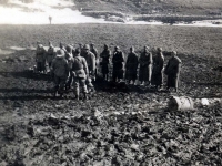 Prisoners in the mountains beyond Venofro – just before reaching Cassino [Courtesy of Paul K. Kadowaki]