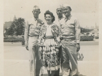 Grant Park, Chicago - Sgt. Dick Hirano, Marylyn Blagina, Corp. Ginohara, Sgt. Shimogaki. (Courtesy of Alvin Shimogaki)