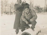 Camp McCoy, Dec. 1, 1942 - Sgt. Shimogaki and Sgt. Richard Hamasaki. (Courtesy of Alvin Shimogaki)