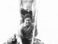 Kenneth Iwashita and Yasuo Takata fishing near Cat Island, Mississippi. [Courtesy of Mrs. William Takaezu]