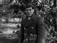 Sgt. Masaharu Takeba poses in his winter coat [Courtesy of Ukichi Wozumi]