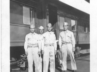 Hide, Koizumi, Sam Tomai, and Goro at the Minneapolis RR station on July 11, 1942 [Courtesy of Sandy Tomai Erlandson]