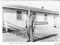 Sam Tomai at Camp McCoy, Wisconsin after a hard day’s work in October 1942 [Courtesy of Sandy Tomai Erlandson]