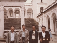 Takeshi Teshima, James Kengo Miyano, Kenneth Kaneko and Robert Kadowaki at St. Benedict's Monastery, Cassino, Italy in April 2000. [Courtesy of Ted Teshima]