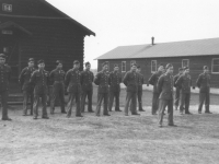 Graduates of the MIS linguist training program stand in formation at Camp Savage, Minnesota, 1943.  [Courtesy of Florence Matsumura]