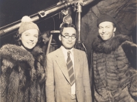 Toshiro Morishige in Hollywood, California on set with movie stars. [Courtesy of Morishige Family]