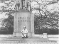 Joe Nakahara visiting the Lincoln Memorial in Wisconsin while on furlough. [Courtesy of Velma Nakahara]