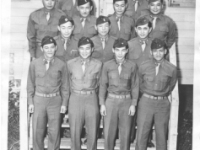 Gathering of some of the original officers of the 100th Battalion.  Bottom row from left to right: Lt. Masao Koga, Lt. Ernest “Candy” Tanaka, Lt. Sam Sakamoto, Lt. Shigeru Tsubota; Second row from left to right: Capt. (Dr.) Isaac Kawasaki, Lt. Spark Matsunaga, Capt. (Dr.) Richard Kainuma; Third row from left to right: Lt. Mitsuyoshi Fukuda, Lt. Richard Mizuta, Lt. Henry Kawano, Capt. Jack Mizuha; top row (l-r): Lt. Sakae Takahashi, Lt. Kiyoshi Kuramoto [Courtesy of Bob Kainuma]