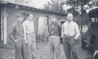 100th Battalion officers, Captain Brenneman, Major Lovell, Captain Kometani, and Lt. Col. Turner. [Courtesy of Dorothy Kometani]